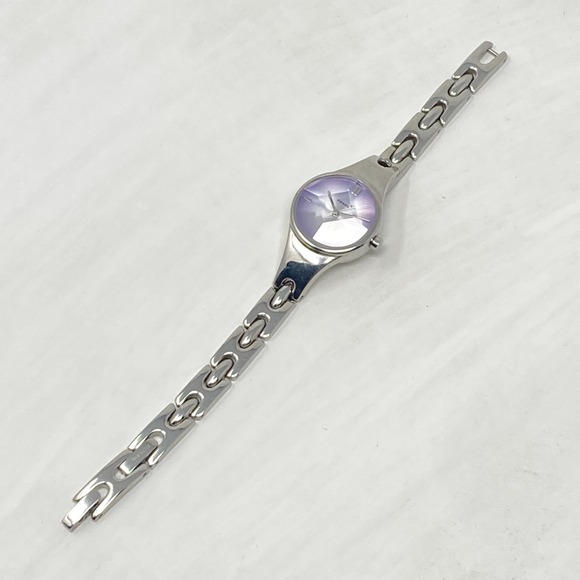 Fossil F2 Watch Women 23mm Silver Tone Purple Faceted Dial 30M New Battery 6.25" - Picture 15 of 15